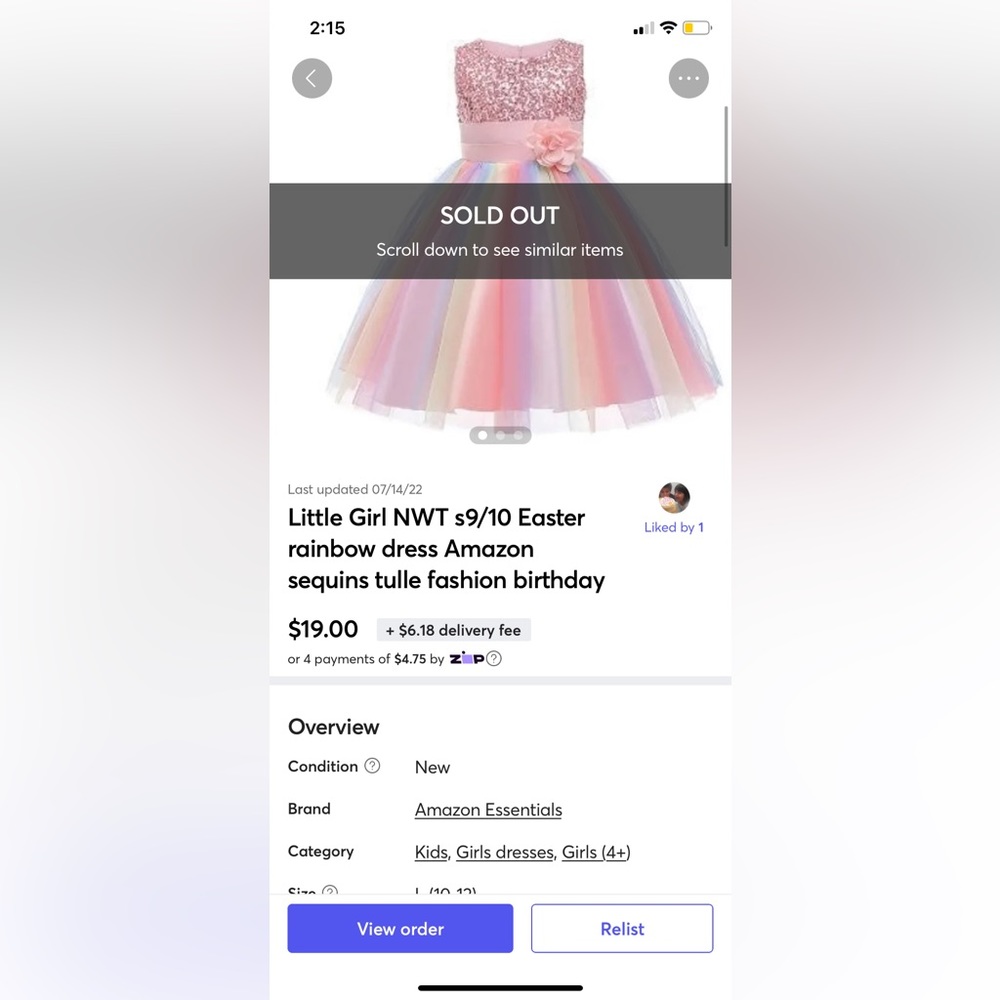 SOLD!! Little Girl Easter rainbow dress sequins tulle ribbons dress size 9/10